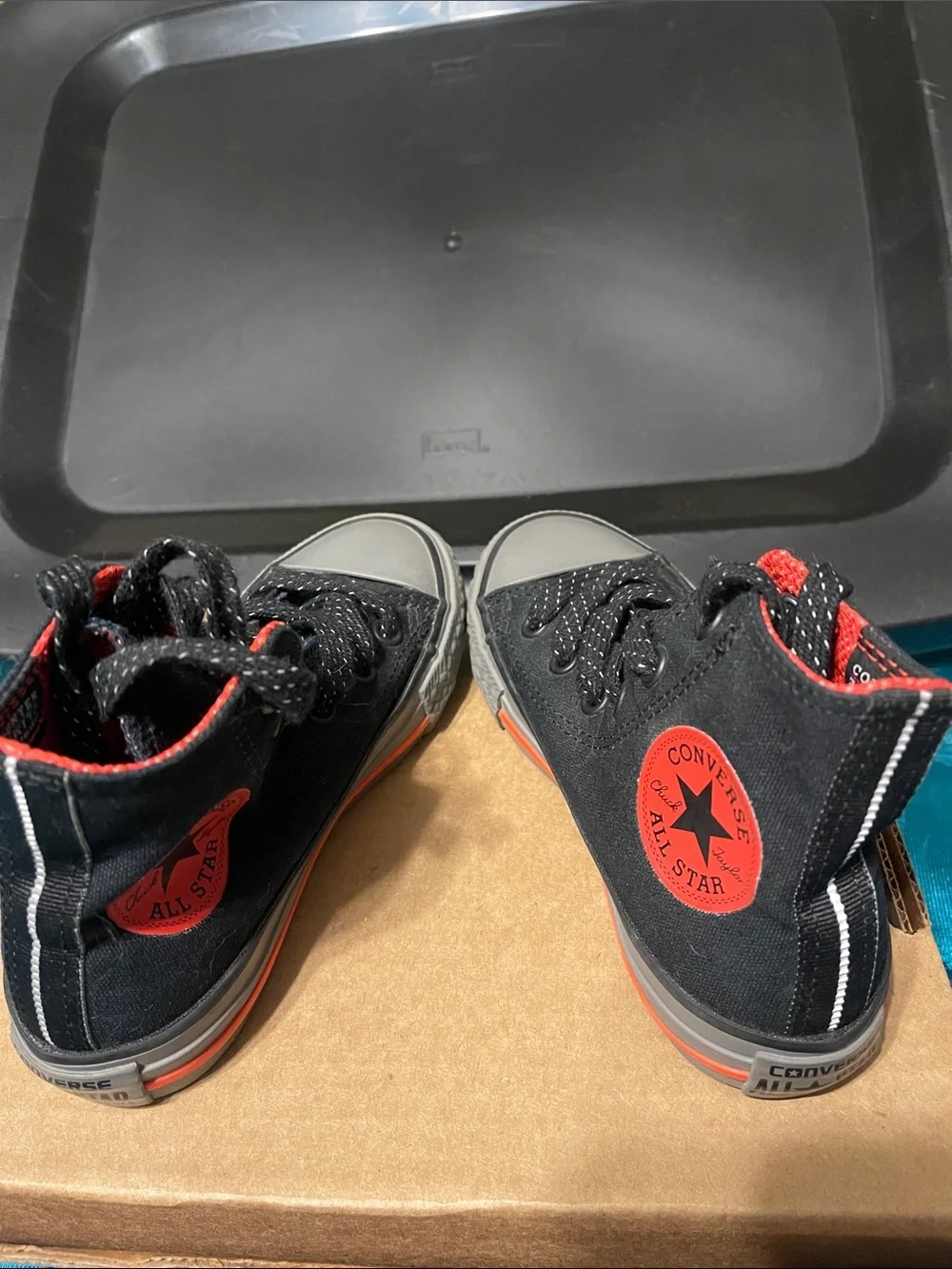 Converse Kids Black High-Top Sneakers with Red Accents